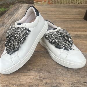 INC Rhinestone Bow Sneakers black white size 7